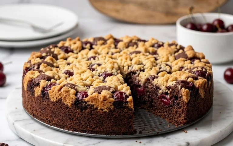 Schoko-Kirsch Extract-Kuchen mit Streuseln: Saftig & Knusprig