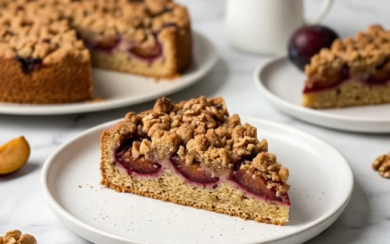 Herbstlicher Zwetschgenkuchen mit Walnuss & Zimt-Streuseln