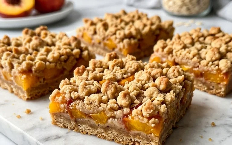 Saftige Peach Crumble Bars: Sommer auf dem Blech